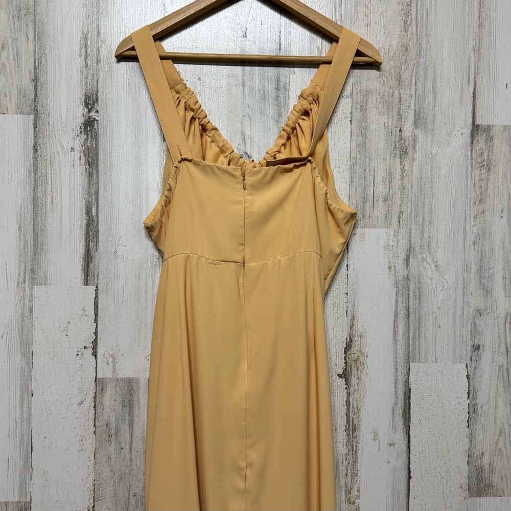 Abercrombie & Fitch Tan Cream Cinched Neck Slip Midi Dress Size XL Vacation - Picture 7 of 10